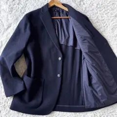 極美品　ユニクロ　＋J テーラードジャケット　カシミヤ　ネイビー　紺　L