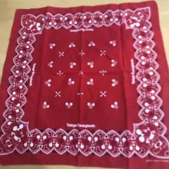 A909 ディズニー　オフィシャル　バンダナ　ハンカチ　ミッキーマウス　レッド