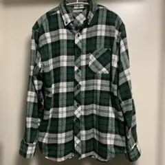 ノーブランド　長袖シャツ　緑　チェック柄　Mサイズ
