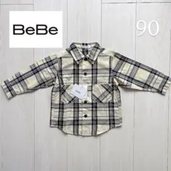 【新品、タグ付き】BeBe チェック柄シャツ ベビー キッズ 襟付き 90