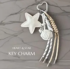 バッグチャーム❣️キーチャーム ハート 星 じゃらじゃらキーホルダー パラコード