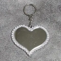 コンパクトミラー キーホルダー ハート シルバー キラキラ 手鏡 バッグチャーム