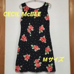 【新品】CECIL McBEE ノースリーブ　花柄　ひざ丈　ワンピース　M