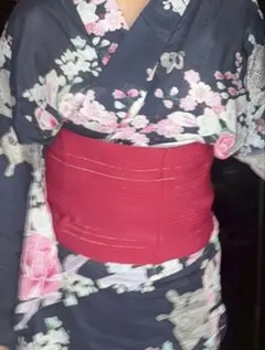 浴衣セット 黒 花柄 レディース フルセット 帯付き 花火大会 夏祭り