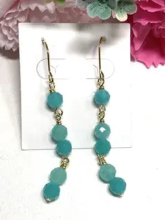 天然石　アマゾナイトシリカ　ピアス　No.Ｂ77