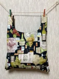 ワイン柄がステキな❤️エコバッグ/USAコットン