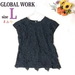 【美品】グローバルワーク カットワーク レース カットソー L ノースリーブ