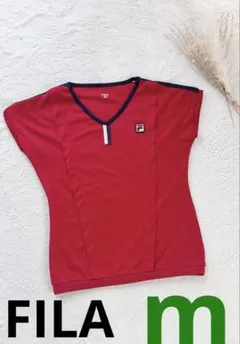 FILA フィラーテニスウェアレッド Vネック