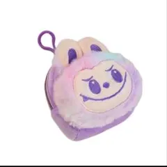 ラブブ ぬいぐるみ 小物入れ フワフワ小銭入れポーチ（紫）