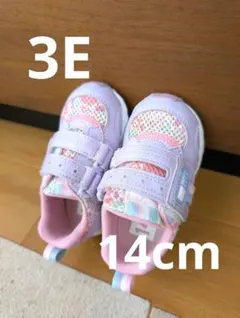 ムーンスター　スニーカー　ベビーシューズ　3e　14cm　パープル　花柄　女の子