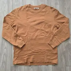UNIQLO U　クルーネックT(長袖)　ブラウン　オレンジ　Mサイズ
