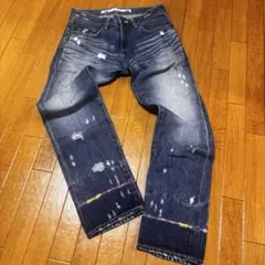 美品　ツモリチサト カラーステッチ デニムパンツ　ダメージデニム サイズ1のサムネイル