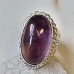 パトリックコックス 大粒アメジストカラー シルバーリング 13号 3×2cm