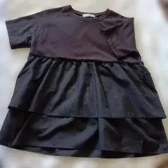 Samansa Mos2 blue ティアード 半袖Tシャツ 黒に近いグレーのサムネイル
