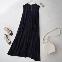 夏ロイヤルネイビーアーバンリサーチドアーズノースリーブフレアロングワンピース美品