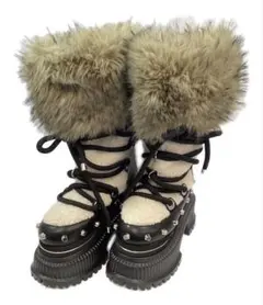 YELLO TANUKI LONG BOOTS ブラウン ファー ブーツ L YELLO TANUKI LONG BOOTS ブラウン ファー ブーツ - メルカリ