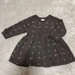ZARA 裏起毛 花柄トップス ワンピース ダークグレー