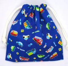 巾着袋 給食袋 コップ袋 働く車柄③ ハンドメイド