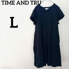 美品✨️ TIME AND TRU カットソー ワンピース 【L】 ブラック
