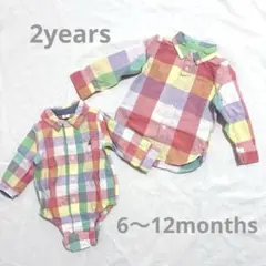 【babyGAP】カラフルチェック柄シャツ2点セット