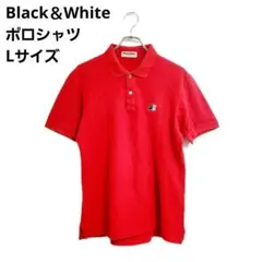 ブラックアンドホワイト ポロシャツ L レッド 半袖 おでかけ シンプル 春夏のサムネイル