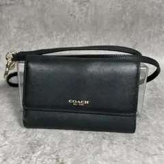 【美品】COACH コーチ レザー 財布 ショルダー 長財布 黒 ブラック