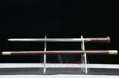 花梨木蒜模様鋼手杖剣 模造刀 居合刀 武士道 武蔵 鑑賞用 手鍛造打