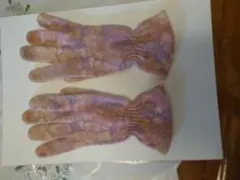 ピンク系プリント　ニット手袋　イタリア製