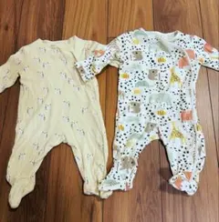 next baby動物柄ロンパース　2枚セット　足付き　3ヶ月まで