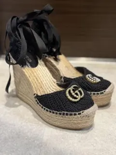 値下げ中！美品 GUCCI GG マーモント ウェッジソール サンダル 23.5