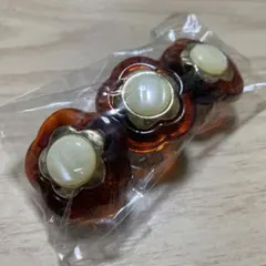 花形ヘアクリップ ブラウン クリーム　バレッタ　9㌢