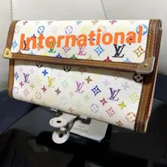 ③☆良品☆マルチカラー♪ポルトトレゾール インターナショナル ♪三つ折り長財布