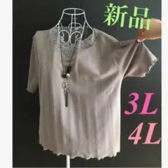 ブラウン★レース、プルオーバー　大きいサイズ