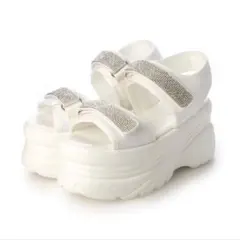 Mafmof 9cm 厚底フラットソールラインストーンビジュースポーツサンダルのサムネイル