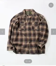 カーキ チェック柄 ネルシャツ Mサイズ