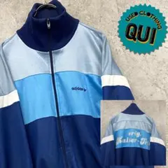 レアモデル90s US古着○アディダス 刺繍トラックジャケット ブルー メンスM