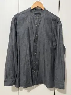 BANANA REPUBLIC ダークグレー M バンドカラーシャツ