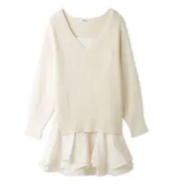 【snidel】デザインフリルレイヤードミニニットワンピース