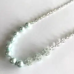 コットンパールのネックレス★ライトブルー