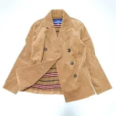 バーバリーブルーレーベル✨ダブルジャケット 38 ピーコート ベロア調 ボーダー