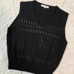 ✨極美品✨クリスチャンディオール ニットベスト CDロゴ カットワーク 光沢感