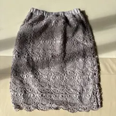 値下げ中！ピンクパープル総レース 膝丈タイトスカート