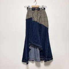 フレアスカート チェック柄 デニムのサムネイル