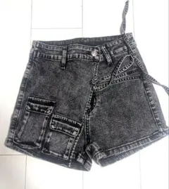 ブラックデニムショートパンツ ハイウエスト