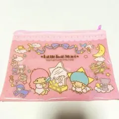 リトルツインスターズ フラット　ビニールポーチ　レトロ　キキララ　サンリオ