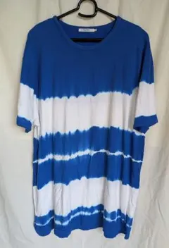 Oval Dice メンズボーダーTシャツ ブルー×ホワイト 3L