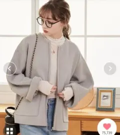 美品 ランタンスリーブブルゾン