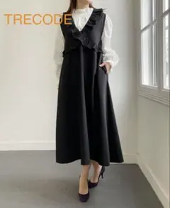 美品⭐︎トレコード TRECODE フリルジャンパースカート ブラック 黒