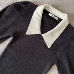 SNIDEL 黒・白 コントラスト襟 ニット