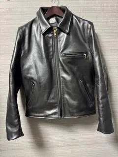 VANSON 9D. ENF ブラックレザーシングルライダースジャケット